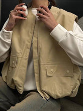 lockere ärmellose Freizeitweste mit Tasche