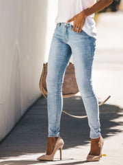Classic Women's Stretch Jeans, Mid Waist, Slim Fit
