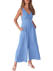 Coastal Cool Linen Cropped Jumpsuit