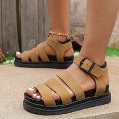 Open Toe Platform Buckle Sandals