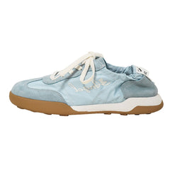 Lace Up Contrast Round Toe Flats Sneakers