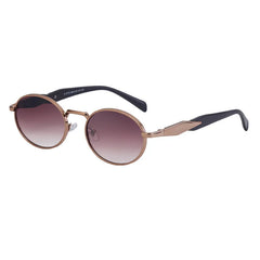 Gold-Framed Round Sunglasses with Dark Lenses