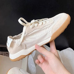 Lace Up Contrast Round Toe Flats Sneakers