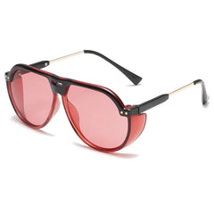 Oversized Aviator Sunglasses with Metal-Plastic Frame