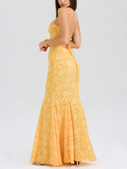 Elegantes Jacquard Sexy Sling Fishtail Maxikleid