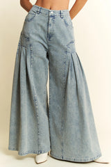 Oversized Wide Leg Jeans High Waist Pleated Denim Pants