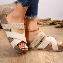Crisscross Open Toe Platform Sandals