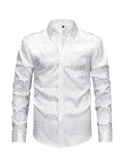 Men's Leopard Button Down Satin Shirt
