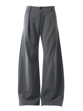 Men's High Waist Pleated Curved Pants