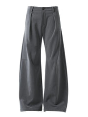 Men's High Waist Pleated Curved Pants