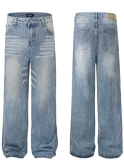 Men's High Waist Wide Leg Washed Jeans