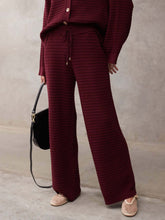 Textured Wool Loose Wide-Leg Pants