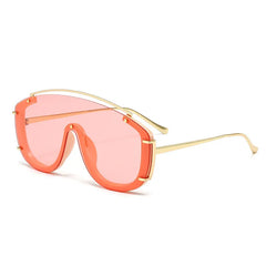 Oversized Sunglasses with Gold Metal Accents