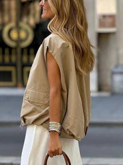 lockere ärmellose Freizeitweste mit Tasche