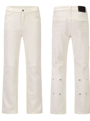 Men's Slim Straight Jeans with Snap Detail