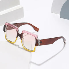 Square Frame Glasses with Colorful Temples