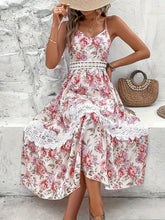 Flirty Floral Lace Cami Dress with V Neck and Spaghetti Straps