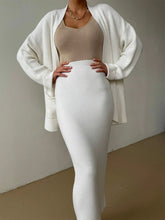 Fresh Start Pocketed Long Sleeve Cardigan and Skirt Sweater Set