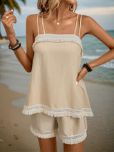 Fringe Square Neck Cami and Shorts Set