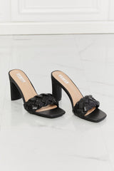 In Love Double Braided Block Heel Sandal in Black