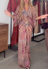 Round-Neck Printed Loose-Fitting Dress