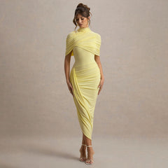 Off Shoulder Cut Out Split Bodycon Midi Dresses