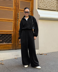 Waist-Cinching Fleece Knitted Jumpsuit