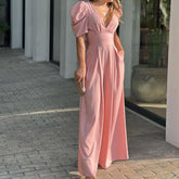 V-Neck High Waist tassel Mid-Length Hip Dress