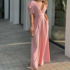 V-Neck High Waist tassel Mid-Length Hip Dress