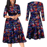 Long Sleeve Print Shirt Maxi Dresses