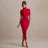 Off Shoulder Cut Out Split Bodycon Midi Dresses