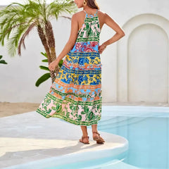 Unique Ethnic Floral Print Midi Dress