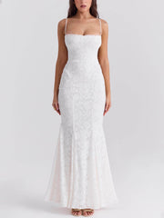 Vestido largo de cola de pez quemada tridimensional