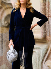 Elegante Fransen Casual Revers Krawatte Jacke