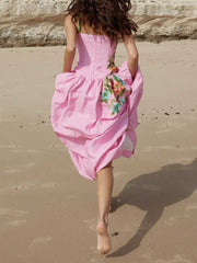 Vestido largo con tirantes y estampado floral delicado Sunshine