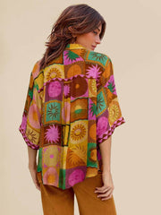 Unique Sun Pattern Print Loose Shirt