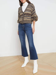 Chaqueta corta clásica de rayas verde militar