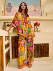 Unique Sun Pattern Print Loose Shirt