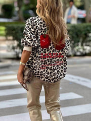 Sudadera informal con estampado de leopardo y cerezas de estilo moderno y único