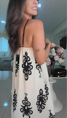 Vestido largo holgado con estampado de patchwork y elegante patrón étnico