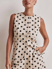 Golden Polka Dot Print Vest Top