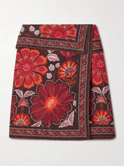 Retro Floral Print Irregular Skirt