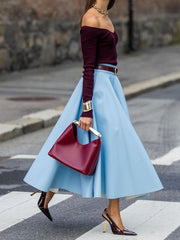 Suéter de punto de manga larga con cuello en V y un solo hombro