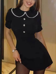 Süßes Spitzenbesatz mit A-Linien-Minikleid