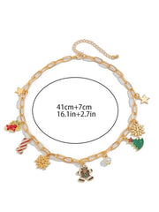 Collar con colgante de caramelo y muñeco de nieve navideño