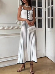 Vintage Straps-Midikleid mit Kontraststreifen