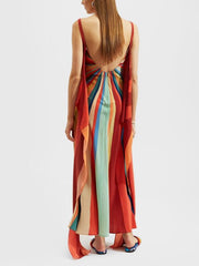 Einzigartiges und wunderschönes Midikleid mit Regenbogen-Print