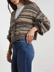 Chaqueta corta clásica de rayas verde militar