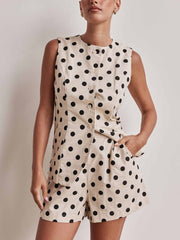 Exquisite Polka Dot Print Side Pocket Shorts