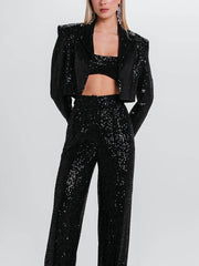 Classic Sequin High Waist Pocket Pants